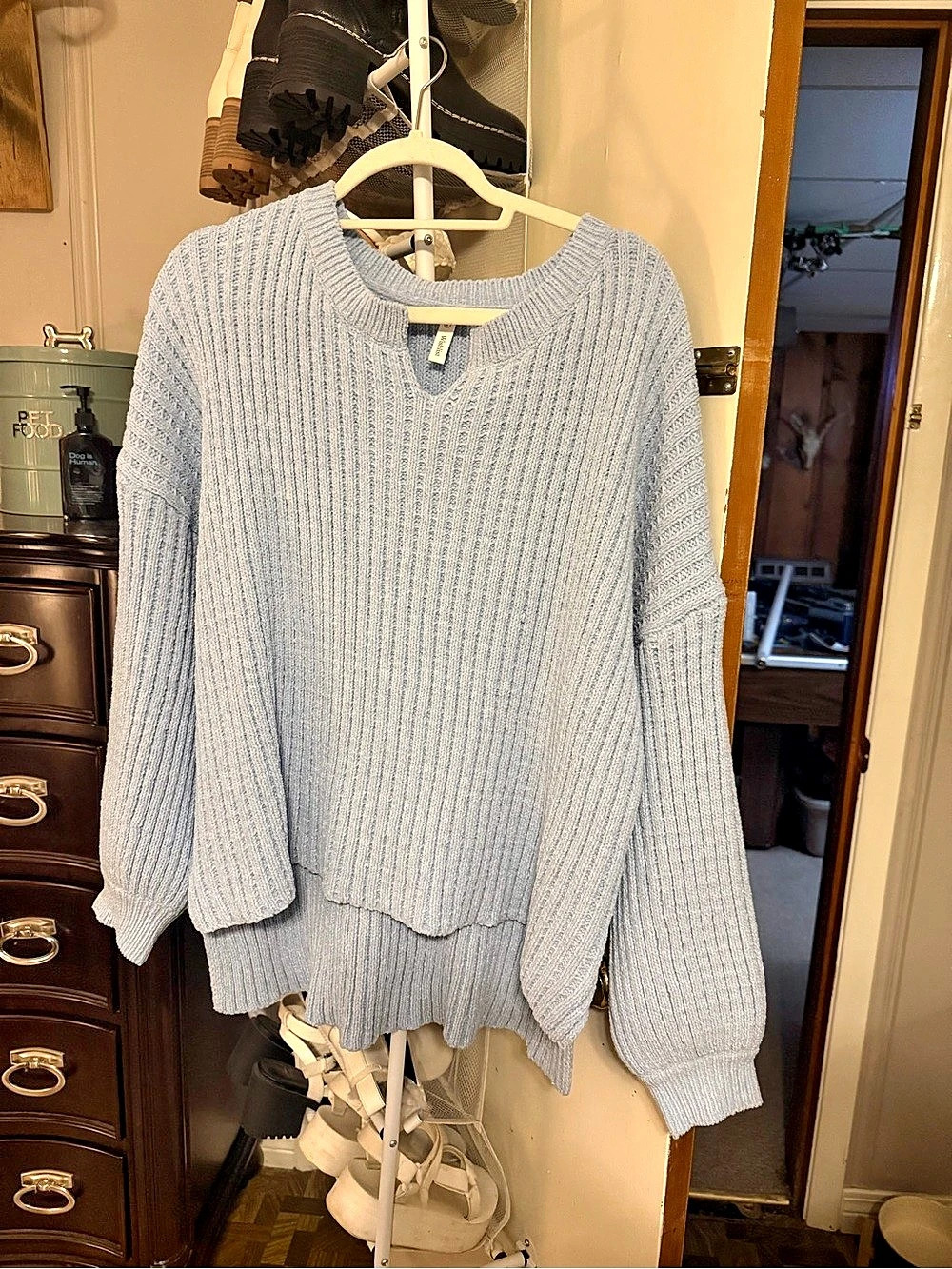 Blue Knit Crewneck Sweater Like New